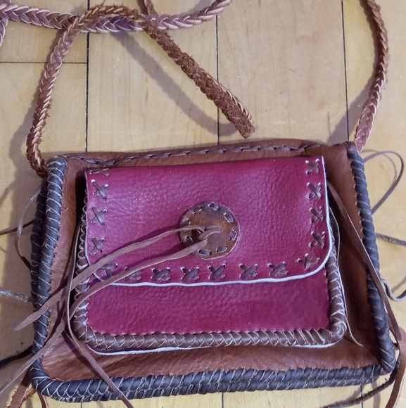 Vintage Handmade Boho Hippie Leather crossbody purse set - Picture 6 of 16